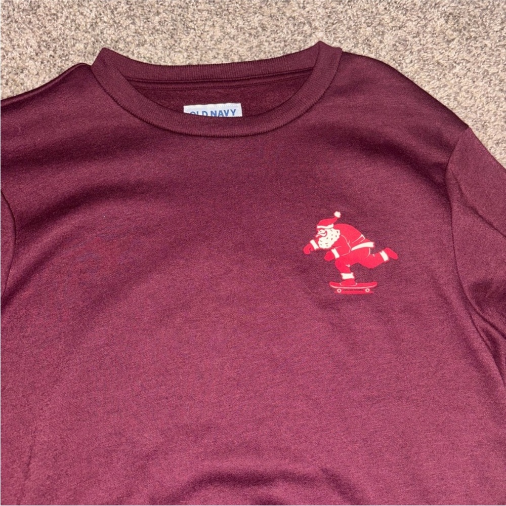 Old Navy Burgundy Santa Skate Tee